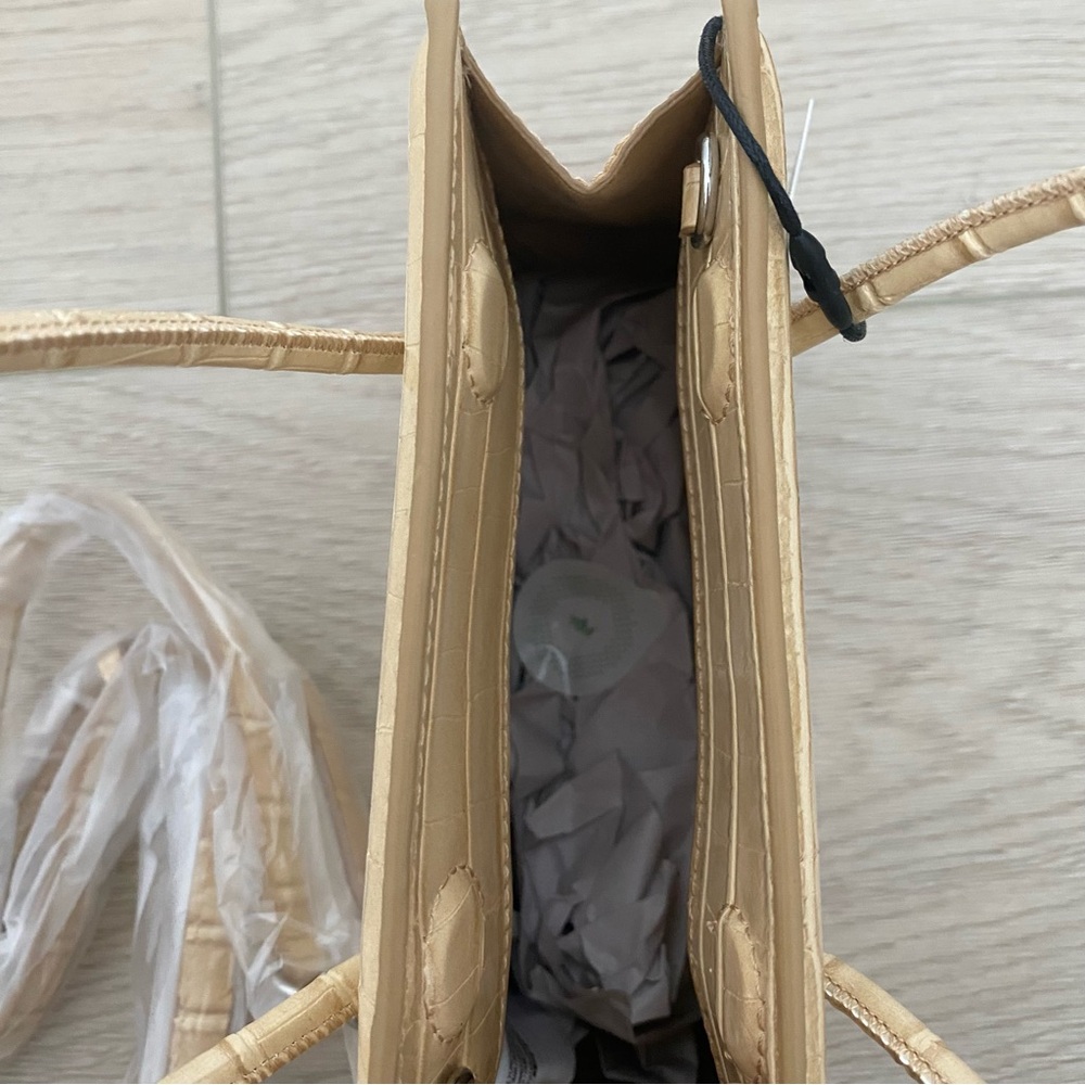 Mango Croc Embossed Top Handle Bag Minimalist Structured Purse - Picture 8 of 12